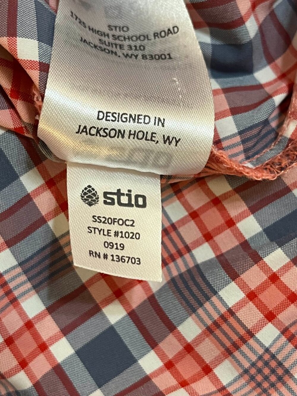 Stio Women’s Pearl Snap Plaid Shirt Red, Blue & White Western Nylon Poly Medium - Picture 9 of 11